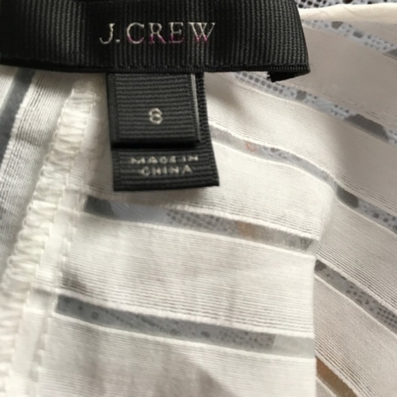 J Crew Shadow Stripe Top Contrast Sheer Mesh Panel - Picture 6 of 8